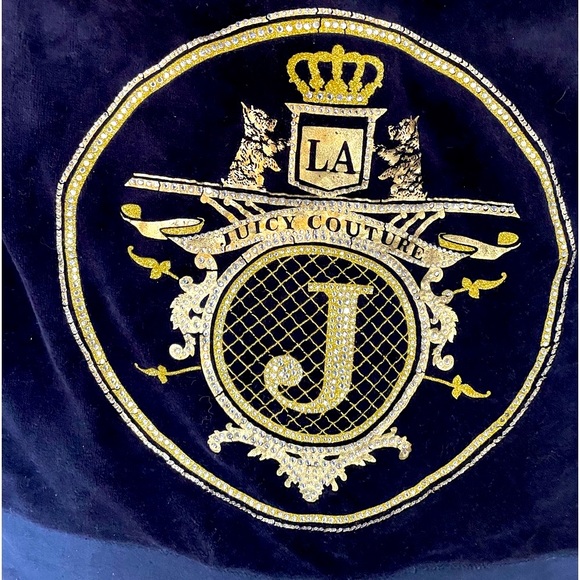 Juicy Couture Y2K rhinestone navy blue velvet Zip Up Hooded Jacket - Picture 5 of 9